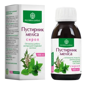 Заспокійливий сироп Пустирник-меліса Рослина Карпат, флакон 100 мл