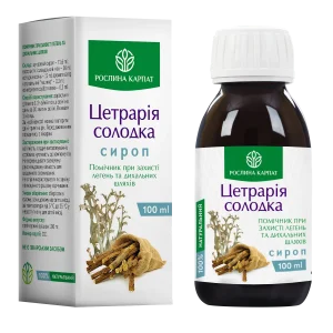 Сироп Цетрарія-солодка Рослина Карпат з ісландським мохом, флакон 100 мл